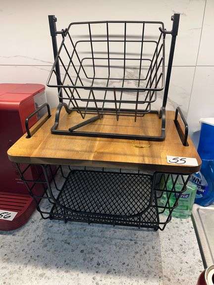 METAL WIRED STORAGE BINS 13" X 12" & METAL WIRED HANGING FRUIT BASKET