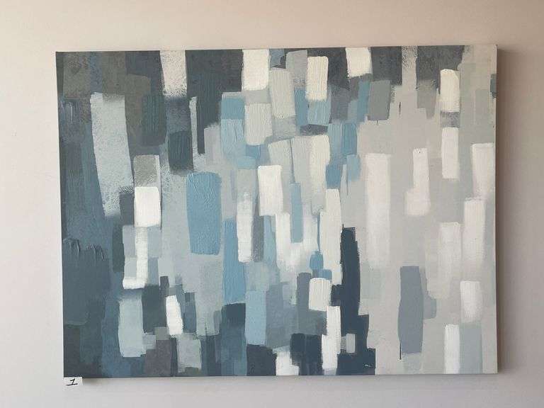 ABSTRACT BLUE CANVAS WALL ART APROX 47"x35"