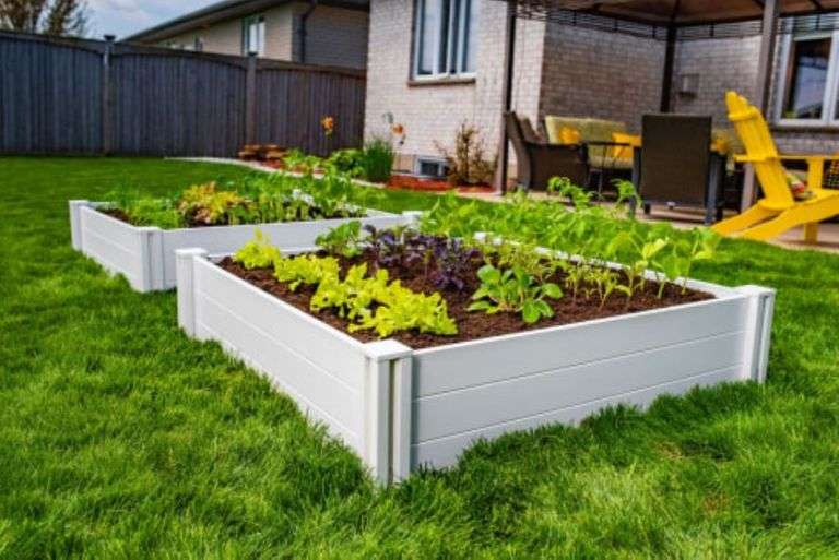 VITA WHITE VINYL RAISED GARDEN BED 4X4 , 2-PACK - YAC Auctions