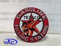 Metal Texaco Pin-Up Girl Gasoline Sign - YAC Auctions