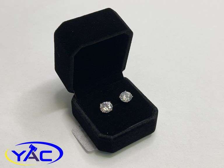 18K Gold Plated 3.0ct Simulated Diamond Stud Earrings