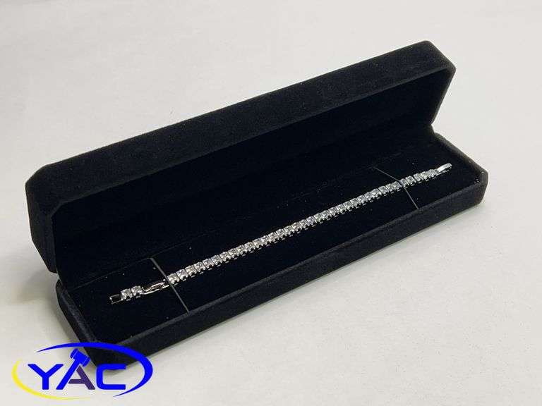 Platinum Plated 4.0mm Princess Cut Simulated - Diamond Tennis Bracelet - Adjustable 7"-8" Long