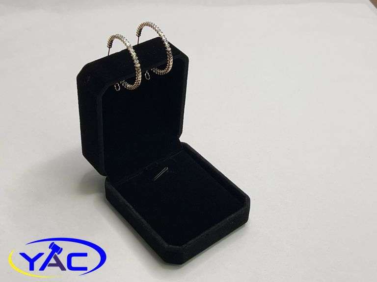 18K Gold Plated 33.0mm Princess Cut Simulated Diamond Hoop Earrings