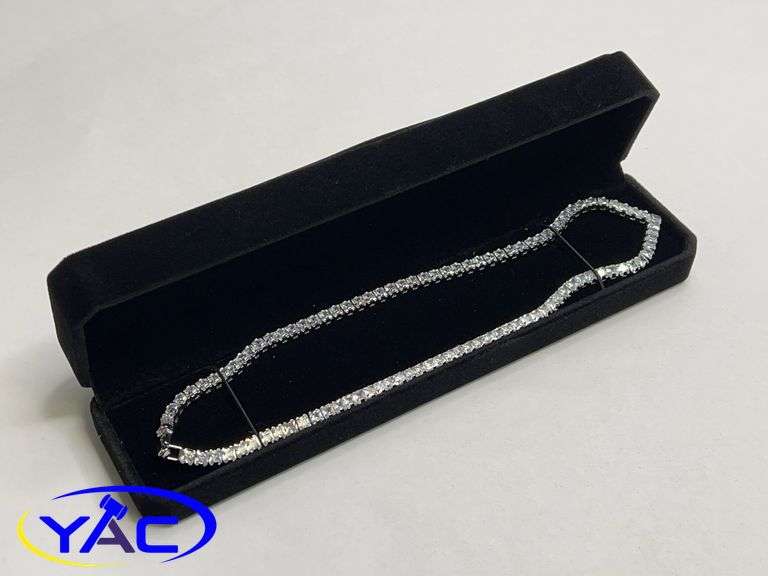 Platinum Plated 4.0mm Princess Cut Simulated Diamond Tennis Necklace - 18" Long