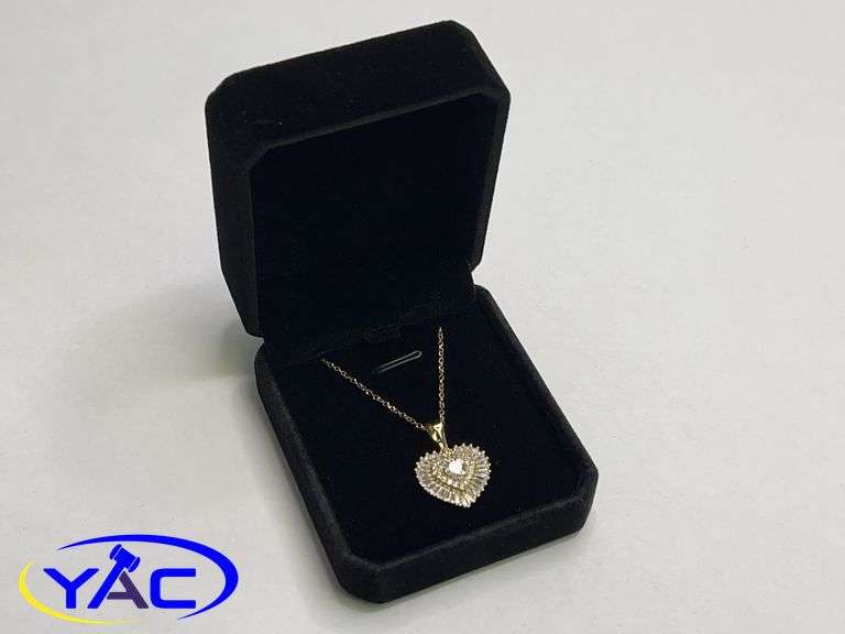 14K Gold Plated 1.0ct Heart Cut Double Halo Necklace