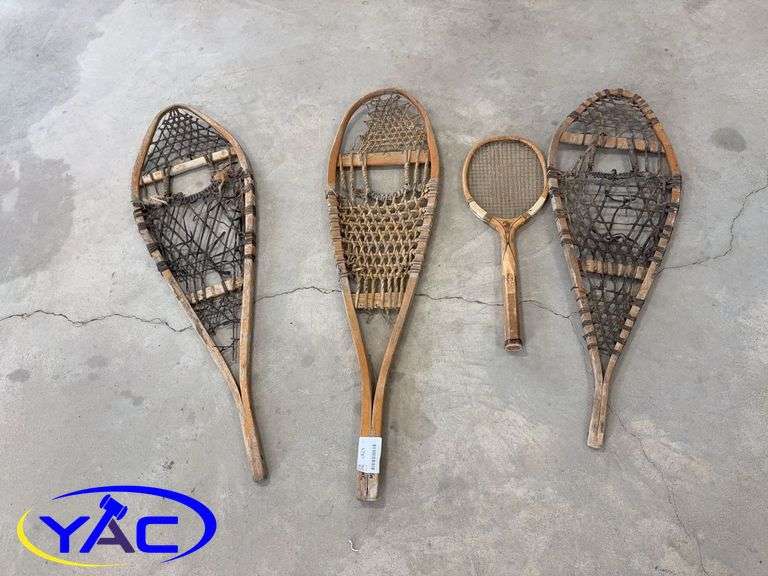 Antique Snow Shoes & Tennis Racket - YAC Auctions