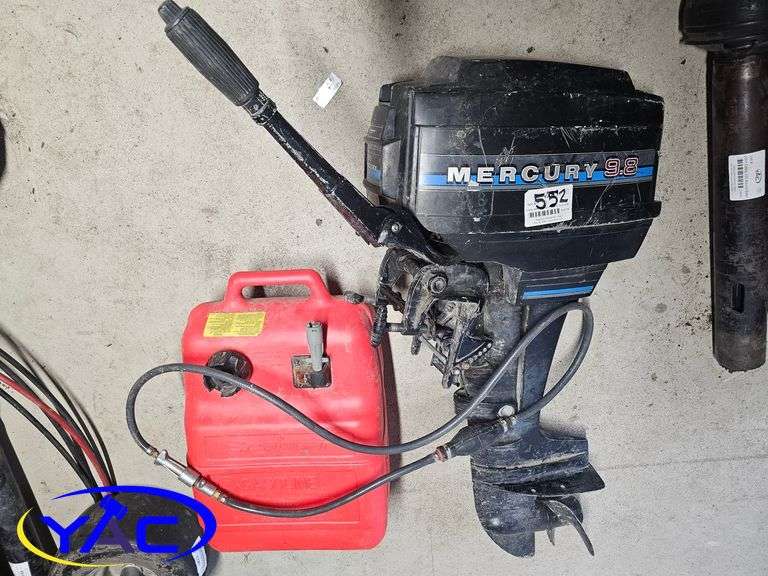9.8HP MERCURY TILLER MOTOR  W/ FUEL TANK