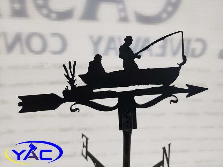 Metal Fisherman In Boat Weathervane