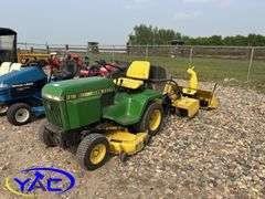 JOHN DEERE 52" RIDING MOWER 318 W/ BAGGER, ROTOTILLER & SNOWBLOWER