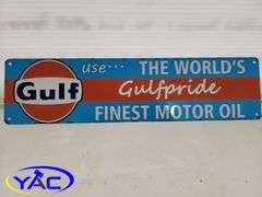 Metal Gulf Finest Motor Oil Door Push Sign