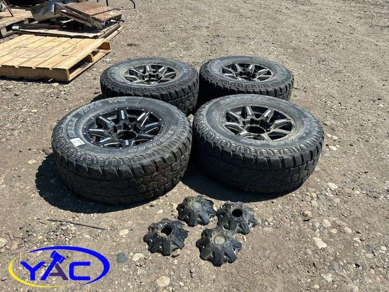 4- LT 285/70R17 Tires W/ Black Iron After Market Rims off Ford F-350