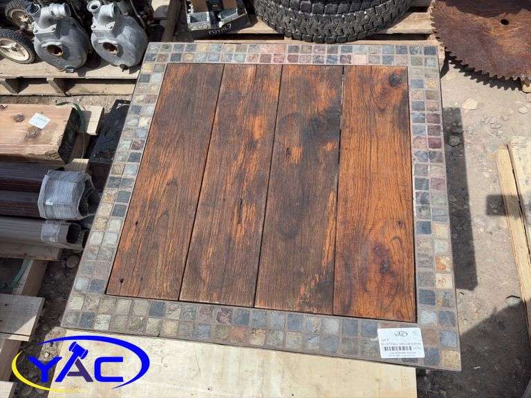 30"x30" Patio Table Oak & Stone