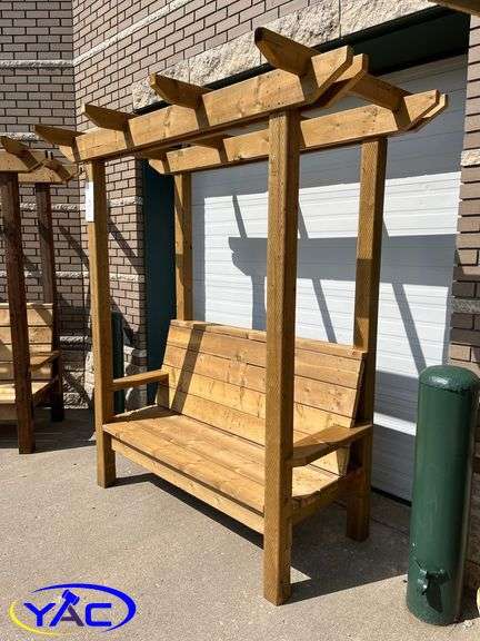 Three Seater Treated Pergola Bench 60"L x 29"W x 85"H