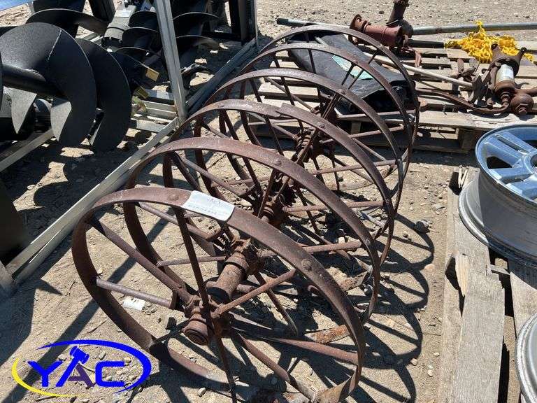 Antique Steel Tractor Wheels From Seeder