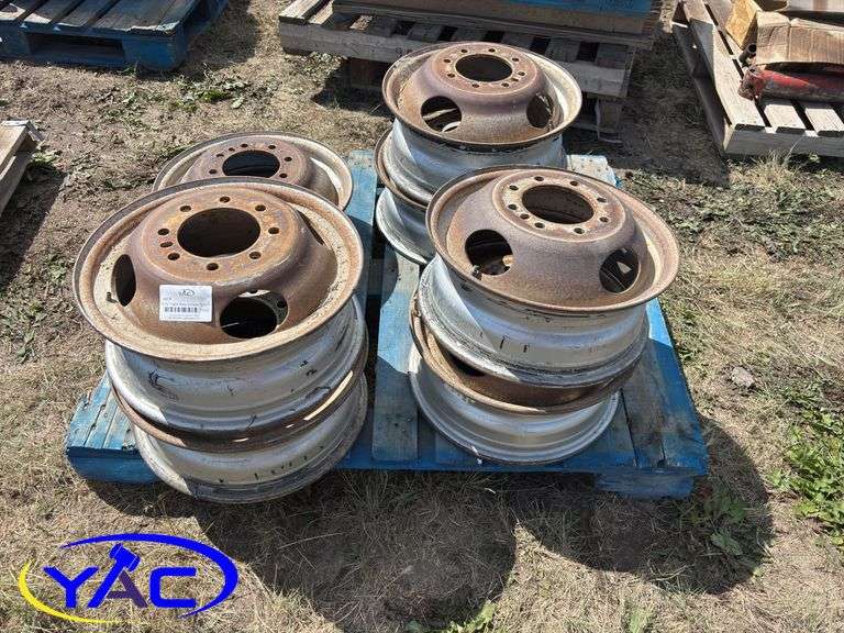8- PJ Trailer Rims W/ 2 Tires Cracked & Worn