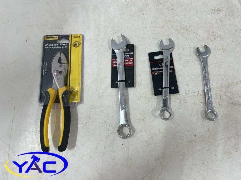 8" Slip Joint Pliers, 14, 5/8" &3/4" Wrenches