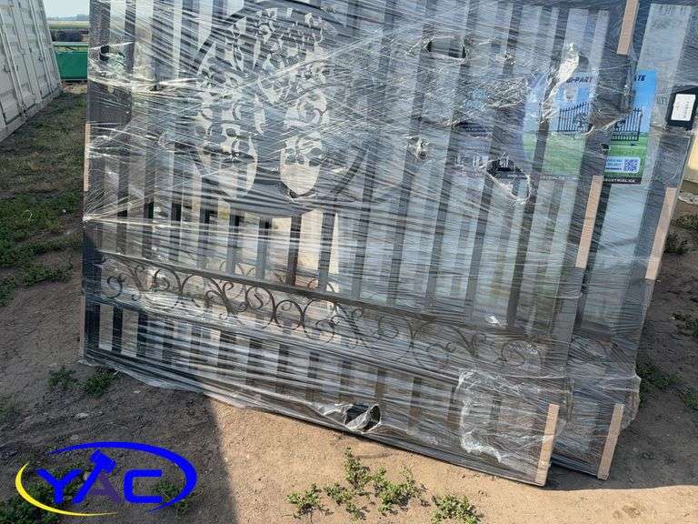 14FT Dual Swing Wrought Iron Gate - Tree Pattern