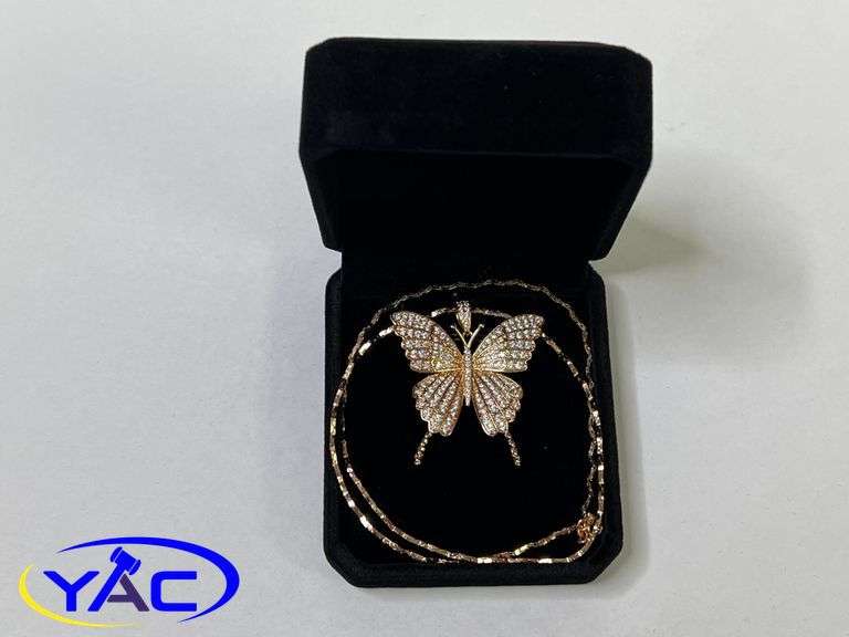 18K Gold Plated Butterfly Necklace - Chain 18" Long