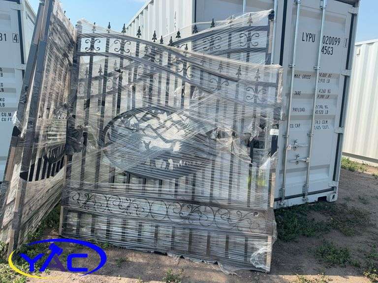 14FT Dual Swing Wrought Iron Gate For Driveway - Deer Pattern