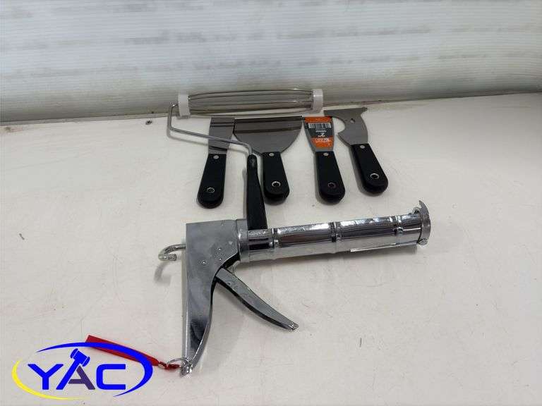 Paint Roller, 9" Caulking Gun, Scrapers