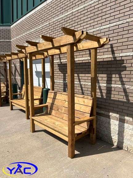 Three Seater Treated Pergola Bench 60"L x 29"W x 85"H
