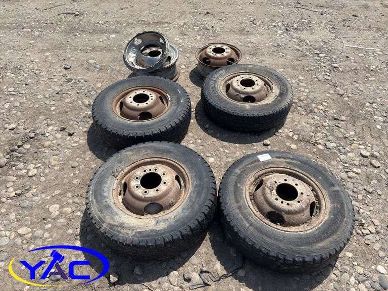4- 16" Dual Wheels For 1Ton 225/75R16 & 2- Wheels ( Weather Worn and Cracked)