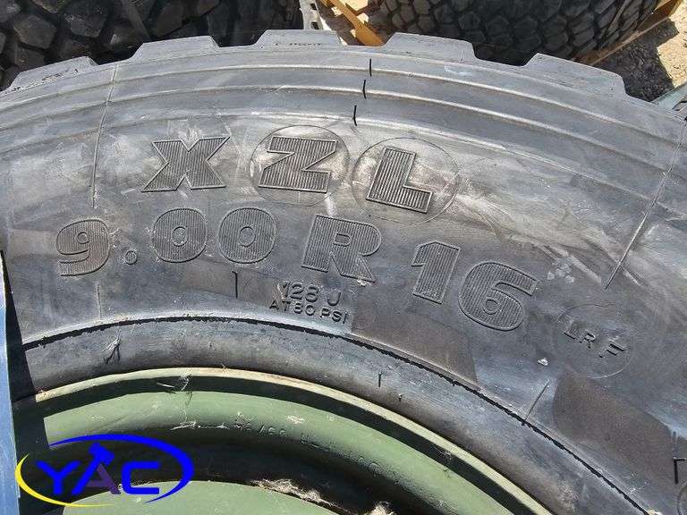 4 - 9.00R16 Tires On Rims (BUYER MUST PAY 4X THE BID PRICE)