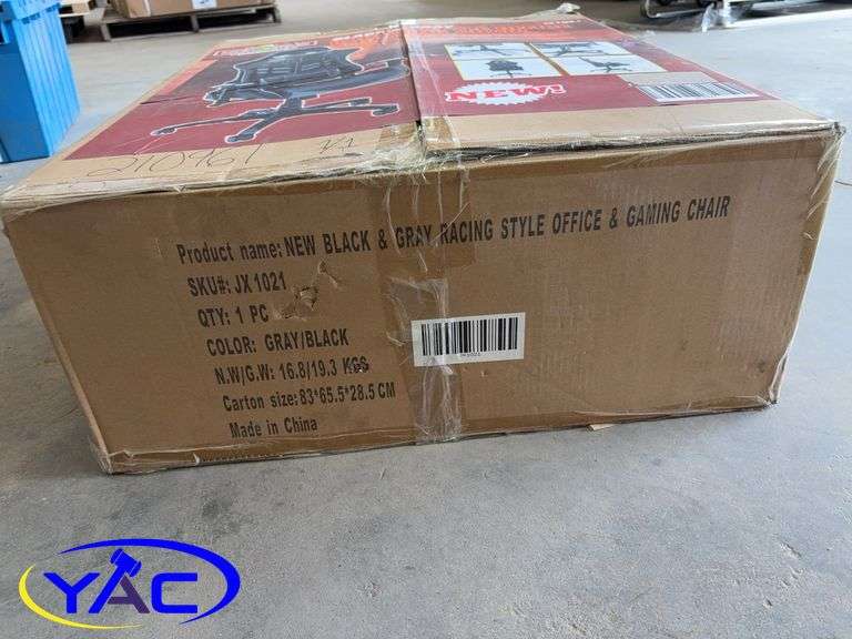 Black & Gray Race Style Gaming Chair (Returned Item, Opened Box & Possibly Missing Parts, Damaged Bo
