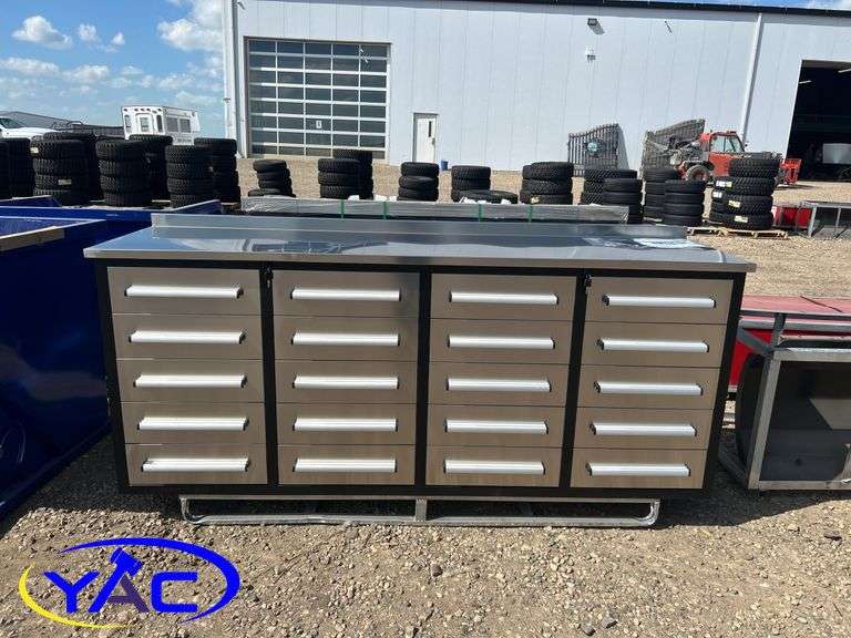 7FT 20 Drawers Stainless Steel Workbench