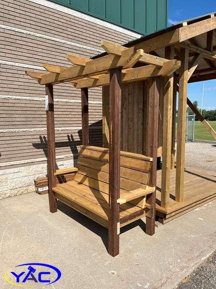 Three Seater Treated Pergola Bench 60"L x 29"W x 85"H
