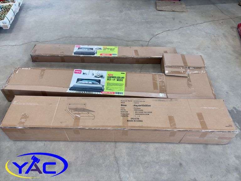King Leather LED Lift Bed W/ Music