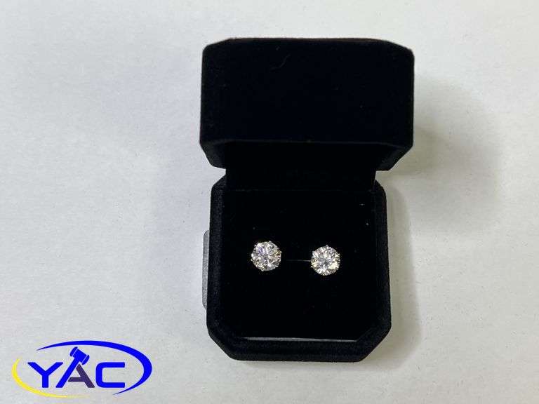 14K Plated 2.0 Simulated Diamond Stud Earrings