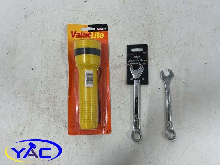 5/8" & 14 Wrenches, Garrity Value Lite Flashlights