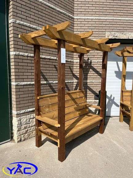 Three Seater Treated Pergola Bench 60"L x 29"W x 85"H