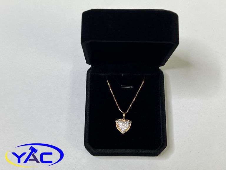 18K Gold Plated Heart Cluster Necklace - Adjustable Chain 18"-20" Long