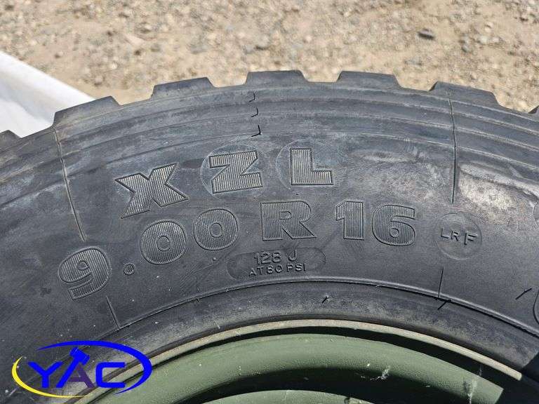4 - 9.00R16 Tires On Rims (BUYER MUST PAY 4X THE BID PRICE)