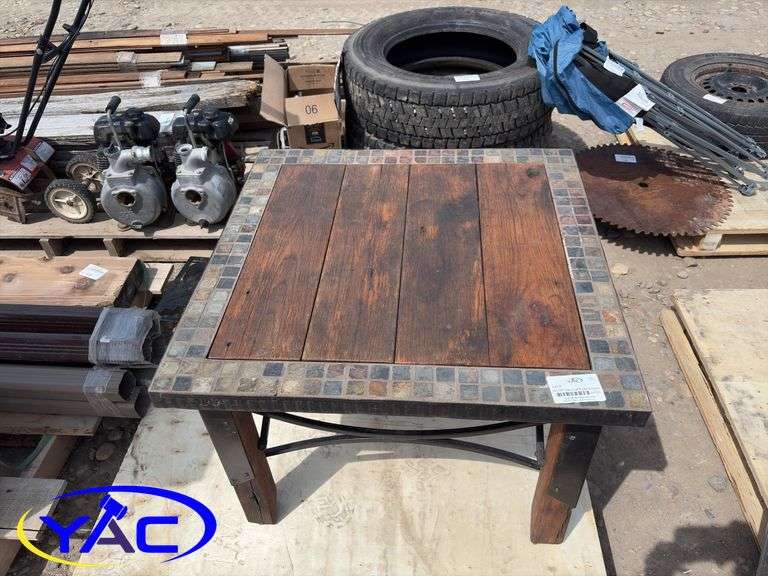 30"x30" Patio Table Oak & Stone