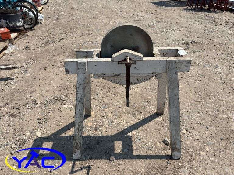 Antique Hand Crank Sharpening Wheel/ Grinding Stone