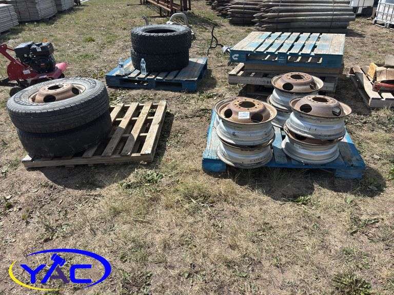8- PJ Trailer Rims W/ 2 Tires Cracked & Worn
