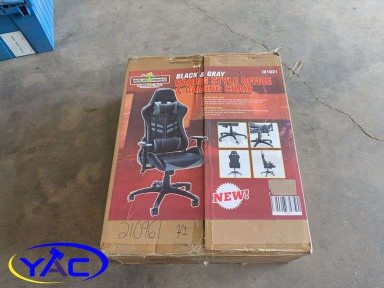 Black & Gray Race Style Gaming Chair (Returned Item, Opened Box & Possibly Missing Parts, Damaged Bo