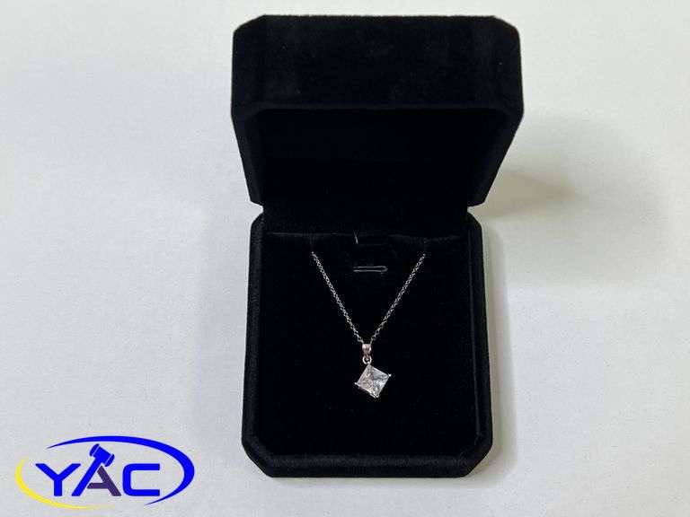 925S 2.0ct Princess Cut Simulated Diamond Necklace - Adjustable 16" - 18" Long