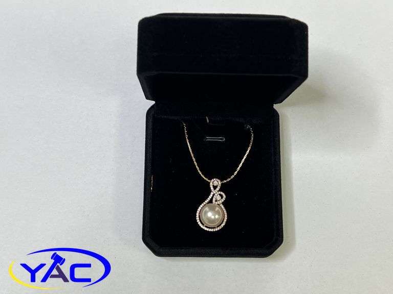 18K Gold Plated 12.0mm Synthetic Pearl Necklace - Chain 18" Long