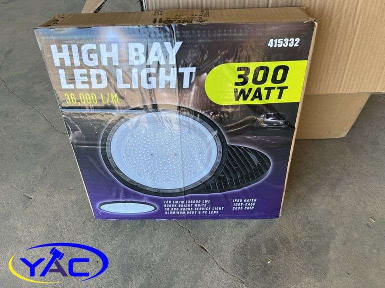 6- High Bay LED Light 300 Watt. (Returned Item, Opened Box & Possibly Missing Parts, Damaged Box)