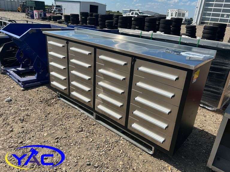7FT 20 Drawers Stainless Steel Workbench