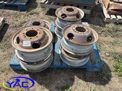 8- PJ Trailer Rims W/ 2 Tires Cracked & Worn