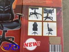 Black & Gray Race Style Gaming Chair (Returned Item, Opened Box & Possibly Missing Parts, Damaged Bo