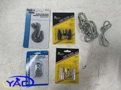 5 Large Snap Hooks, 5/8 Double Swivel, 2 Pc Chrome Animal Warning 1/4" Clevis Grab Hooks