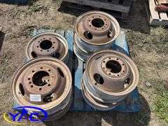 8- PJ Trailer Rims W/ 2 Tires Cracked & Worn