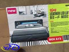 King Leather LED Lift Bed W/ Music