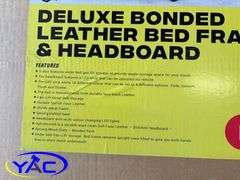 Deluxe Bonded Queen Leather Bed Frame & Headboard